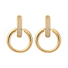 Brass Micro Pave Clear Cubic Zirconia Ring Dangle Stud Earrings EJEW-F374-01G-2