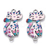 Printed Alloy Kitten Connector Charms PALLOY-TAC0032-12B-2