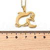 304 Stainless Steel Laser Cut Penguin with Fish Pendant Necklaces for Women Men NJEW-Q032-01B-G-5