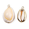 Electroplate Cowrie Shell Pendants X-SSHEL-S261-11-6