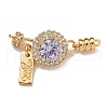 Brass Micro Pave Clear Cubic Zirconia Fold Over Clasps KK-U037-24G-02-1