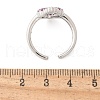 Sacred Heart Brass Micro Pave Cubic Zirconia Cuff Rings for Women RJEW-B117-01P-03-5
