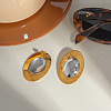 Fashionable Stainless Steel Two Tone Oval Stud Earrings NB1890-3