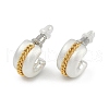 Brass C-Shaped with Chain Charm Stud Earrings EJEW-Q391-02S-2