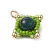 Natural Tiger Eye(Dyed & Heated) & Handmade Glass Seed Beaded Star Pendants PALLOY-MZ00493-04-3