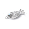 Brass Micro Pave Clear Cubic Zirconia Fish Links Connector Charms KK-K399-06P-2