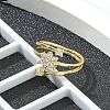 Rack Plating Brass Micro Pave Clear Cubic Zirconia Open Cuff Finger Rings for Women RJEW-M028-83G-3