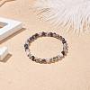 Natural Agate Round Beaded Stretch Bracelet BJEW-JB08614-03-2