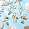Ocean Style Natural Shell with Synthetic Turquoise Keychains KEYC-JKC01231-1