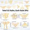SUNNYCLUE 24Pcs 12 Styles Brass Pendants KK-SC0005-47-2