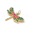 Brass Micro Pave Cubic Zirconia with Enamel Pendants KK-Q098-12G-2