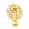 Rack Plating Brass Micro Pave Clear Cubic Zirconia Fold Over Clover Clasps KK-H447-05G-1