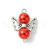 12Pcs 12 Colors Acrylic Imitation Pearl Angel Connetctor Charms with Antique Silver Tone Alloy Wings PALLOY-JF02696-6