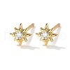 Star Brass Micro Pave Clear Cubic Zirconin Stud Earrings EJEW-D318-08G-5