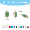 FIBLOOM 24Pcs 12 Colors Alloy Faceted Glass Connector Charms FIND-FI0001-08B-2