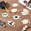 Unfinished Wood Graduation Cap Cutouts DIY-WH0386-40B-6