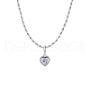925 Sterling Silver Pave Cubic Zirconia Birthstone Heart Pendant Necklaces for Women EE9411-1-1