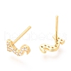 Brass Micro Pave Clear Cubic Zirconia Stud Earrings EJEW-O103-03G-2