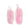 Electroplated Natural Quartz Crystal Pendants PALLOY-JF02533-02-2