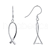 Anti-Tarnish Rhodium Plated 925 Sterling Silver Earring Findings STER-F048-38P-7