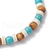 Synthetic Turquoise & Round Wood Beads Stretch Bracelets for Men Women BJEW-JM11833-01-4