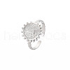 Non-Tarnish 304 Stainless Steel Flat Round with Initial Letter Open Cuff Ring for Men Women RJEW-S405-246P-L-3