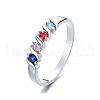 Brass Micro Pave Cubic Zirconia Finger Rings for Women FS-WG973B3-02-2