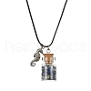 Glass Bottle & Alloy Sea Horse Pendant Necklace NJEW-FZ00014-5