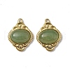 PVD Vacuum Plating 201 Stainless Steel Natural Green Aventurine Pendants STAS-C064-VC881-2