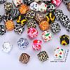 Colorful Pattern Printed Silicone Focal Beads SI-JX0022A-11-2