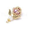 Glass Pearl Round Beaded Pendants PALLOY-MZ00747-03-4