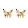 Brass Micro Pave Clear Cubic Zirconia Stud Earrings Findings KK-T062-71G-NF-1