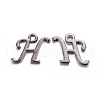 Gunmetal Plated Alloy Letter Pendants PALLOY-P097-03-H-1