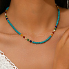 Vintage Natural Freshwater Pearl & Synthetic Turquoise Round Beaded Necklaces for Women LN7148-2