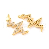 Brass Micro Pave Clear Cubic Zirconia Connector Charms KK-U017-01A-G-2