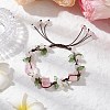 4Pcs Electroplated Natural Natural Rose Quartz & Amethyst & Green Aventurine Olive Jade Chip Bead Braided Bead Bracelets for Women BJEW-TA00610-4