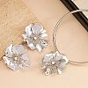 Flower Alloy Pendant Necklaces & Stud Earring Sets for Women FS-WGCE08A-01-4