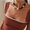 Alloy with Resin Oval Beaded Necklace & Hoop Earring FS-WGC36D0-01-2