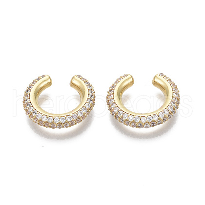 Brass Micro Pave Clear Cubic Zirconia Cuff Earrings EJEW-R114-026G-NF-1