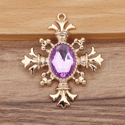 Alloy Rhinestone Rhombic Pendants PW-WGAB9EB-04-1