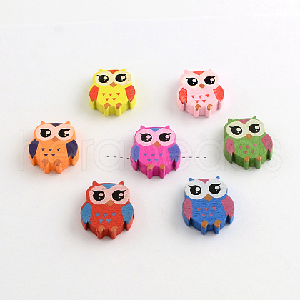 Owl Dyed Natural Wood Beads WOOD-Q018-56-1