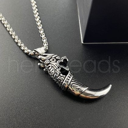 Stainless Steel Wolf Tooth Shape Pendant Necklaces for Boyfriend ML1468-1