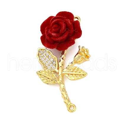 Brass Clear Cubic Zirconia Connector Charms KK-A232-13G-1