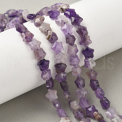 Natural Amethyst Star Beads Strands G-Z080-A04-1