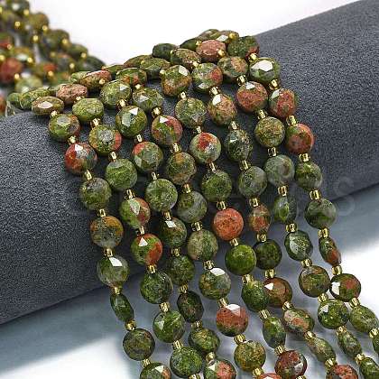 Natural Unakite Beads Strands G-C116-A27-02-1