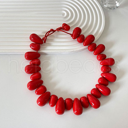 Resin Teardrop Beaded Necklaces for Women FS-WG19753-01-1