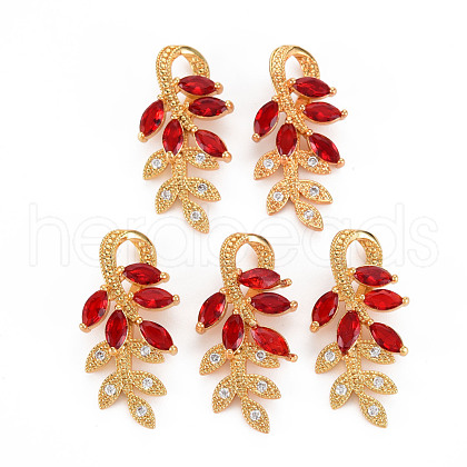 Rack Plating Brass Micro Pave Clear Cubic Zirconia Pendants KK-T060-64A-RS-1