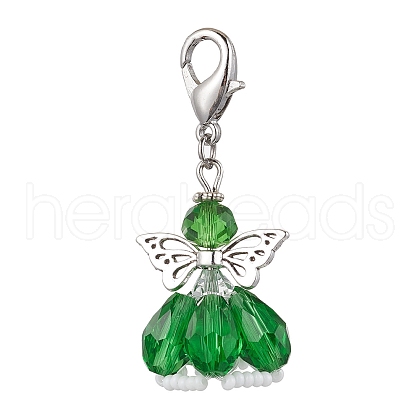 Angel Glass Beaded & Alloy Pendant Decorations HJEW-MZ00189-09-1