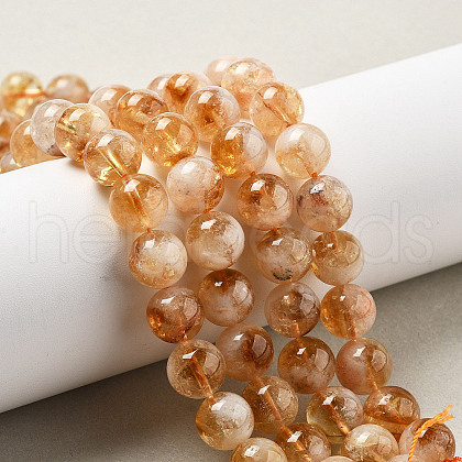 Natural Citrine Beads Strands G-A262-A01-10mm-1