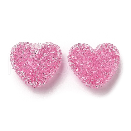 Drusy Heart Resin Rhinestone Beads RESI-C038-01D-1